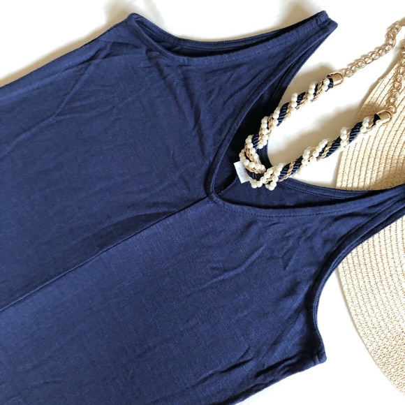 Old Navy V-Neck Sleeveless Navy Blue Maxi Dress XS - Picture 2 of 7